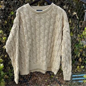 Lands End Cream Women’s Sweater 100 percent cotton Made in USA